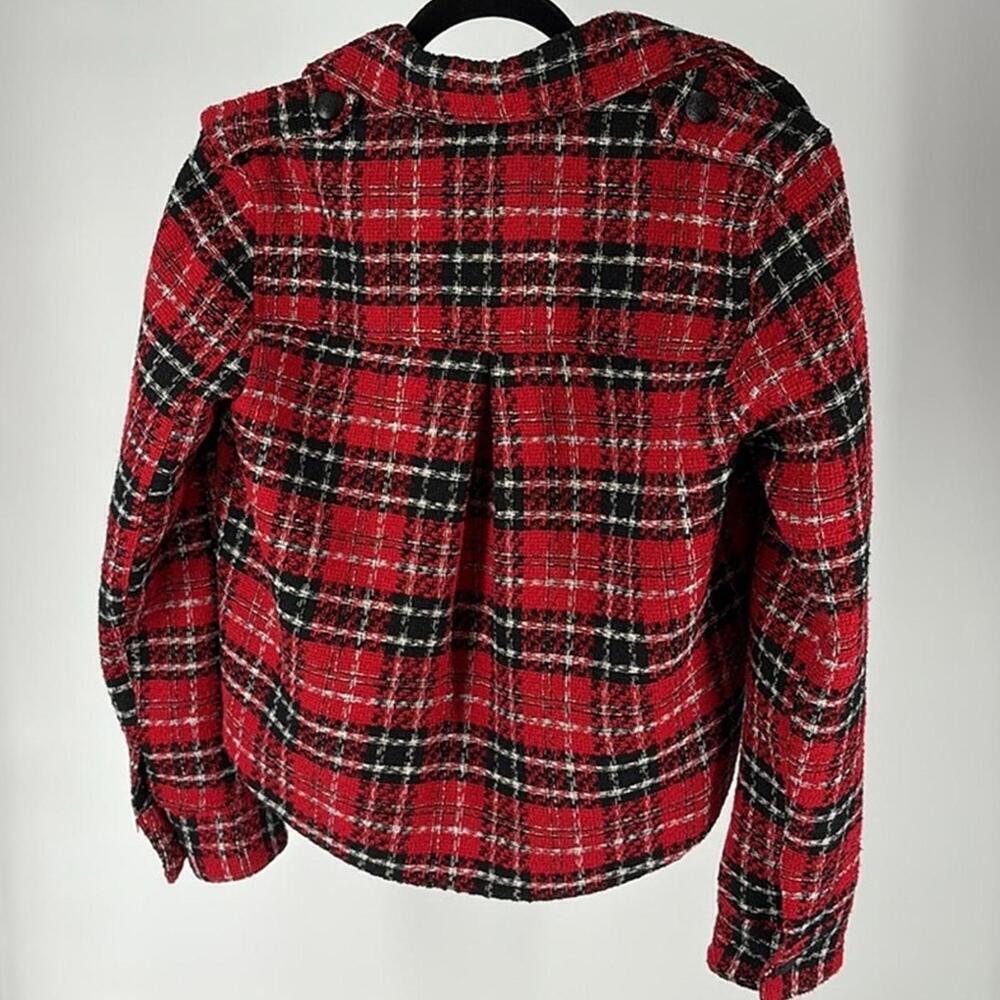 Zara Red Plaid Cropped Jacket - Picture 4 of 6